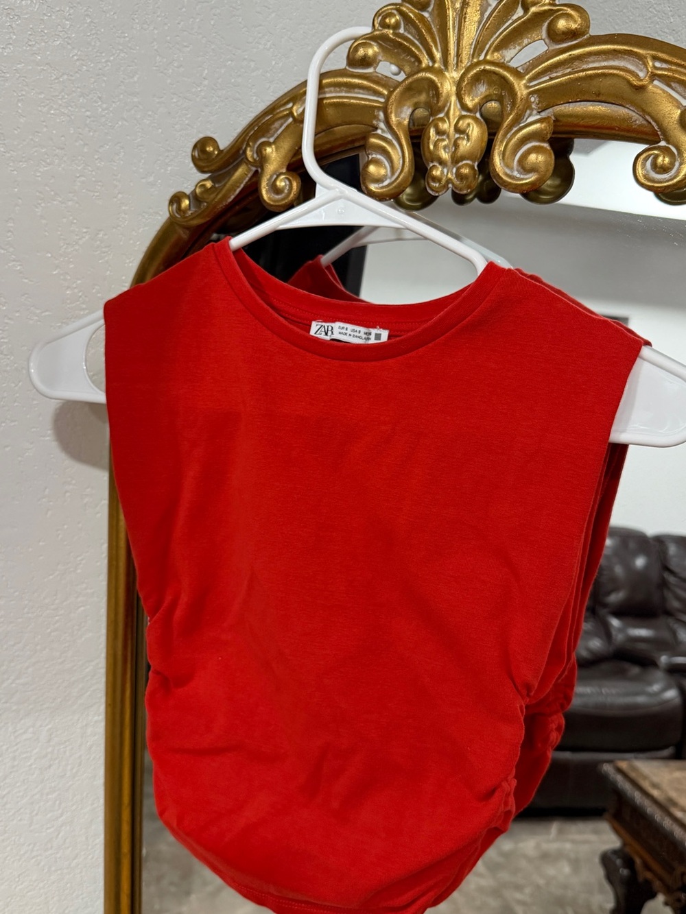 Zara Red Sleeveless Crewneck Top